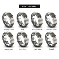 font options for inside engraving on grey palm tree rings
