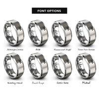 font options for inside engraving on grey palm tree rings