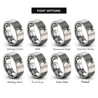 font options for inside engraving on grey palm tree rings