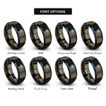font options for inside engraving on gunmetal & blue palm tree rings