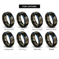 font options for inside engraving on gunmetal & blue palm tree rings