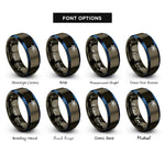 font options for inside engraving on gunmetal & blue palm tree rings