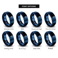 font options for inside engraving on blue palm tree sunset rings