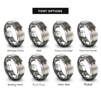 font options for inside engraving on grey palm tree sunset rings