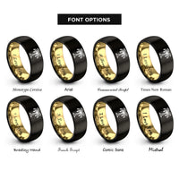 font options for inside engraving on black & gold palmier rings