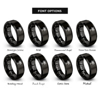 font options for inside engraving on black palmier rings