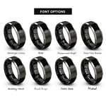 font options for inside engraving on black & grey palmistry hand rings
