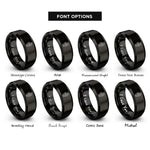font options for inside engraving on black palmistry hand rings