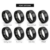 font options for inside engraving on black pancake stack pattern rings