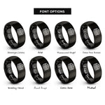 font options for inside engraving on black pancake stack pattern rings