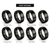 font options for inside engraving on black pancake stack pattern rings