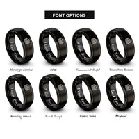 font options for inside engraving on black pancake stack pattern rings