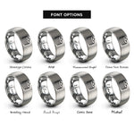 font options for inside engraving on silver pancake stack pattern rings