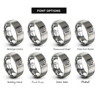 font options for inside engraving on silver pancake stack pattern rings
