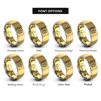 font options for inside engraving on gold & silver pancake stack syrup rings
