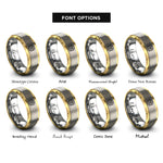 font options for inside engraving on gold & silver pancake stack syrup rings