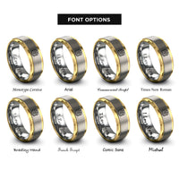 font options for inside engraving on gold & silver pancake stack syrup rings