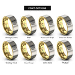 font options for inside engraving on gold & gray pancake stack syrup rings