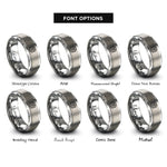 font options for inside engraving on grey pancake stack syrup rings