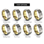 font options for inside engraving on gold & silver pansexual flag rings