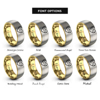 font options for inside engraving on gold & silver pansexual flag rings