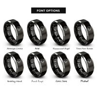 font options for inside engraving on black & gray panther rings