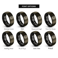 font options for inside engraving on gunmetal & black panther rings