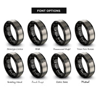 font options for inside engraving on black & silver pantograph rings