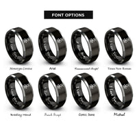 font options for inside engraving on black & grey pantograph rings