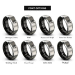font options for inside engraving on black & grey paper airplane rings