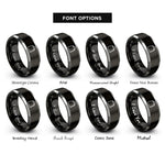 font options for inside engraving on black & gray paper bag rings