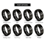 font options for inside engraving on black paper bag rings