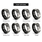 font options for inside engraving on black & silver paper clip rings