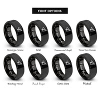 font options for inside engraving on black paper plane rings
