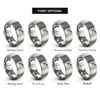 font options for inside engraving on silver paper plane path rings