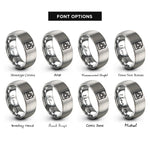 font options for inside engraving on gray paper recycling icon rings