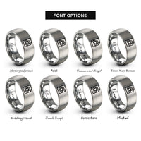 font options for inside engraving on gray paper recycling icon rings
