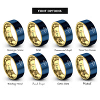 font options for inside engraving on gold & blue paper umbrella rings