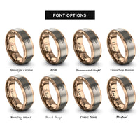 font options for inside engraving on rose gold paper umbrella rings