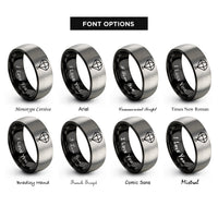 font options for inside engraving on black & gray parachute rings