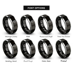 font options for inside engraving on black & grey parachute rings