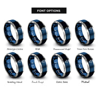 font options for inside engraving on blue & gray parachute rings