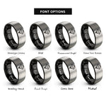font options for inside engraving on black & gray parachute canopy deployed rings