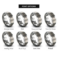 font options for inside engraving on silver parachute canopy deployed rings