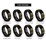 font options for inside engraving on gunmetal & black parachute canopy deployed rings