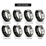 font options for inside engraving on black & gray paracord bundle carabiner rings