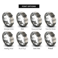 font options for inside engraving on silver paracord bundle carabiner rings