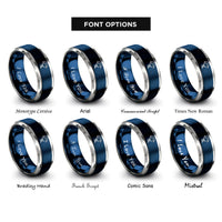 font options for inside engraving on blue & silver paraglider rings