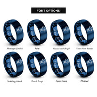 font options for inside engraving on blue paraglider rings