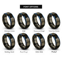 font options for inside engraving on gunmetal & blue paraglider rings